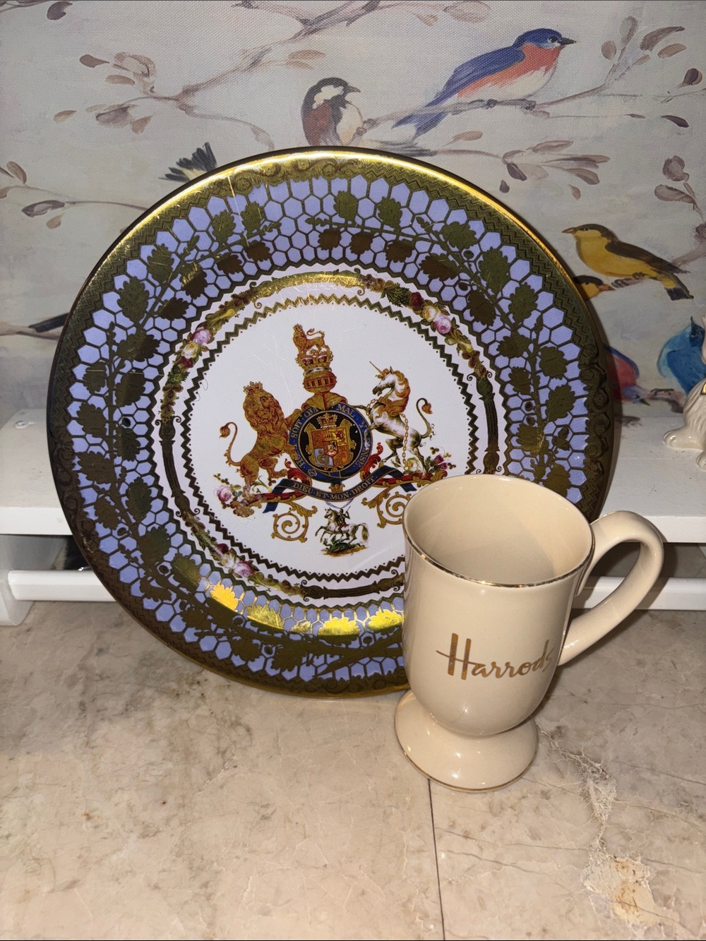 Harrods bundle Cream Mug with Gold Trim and Commemorative plate